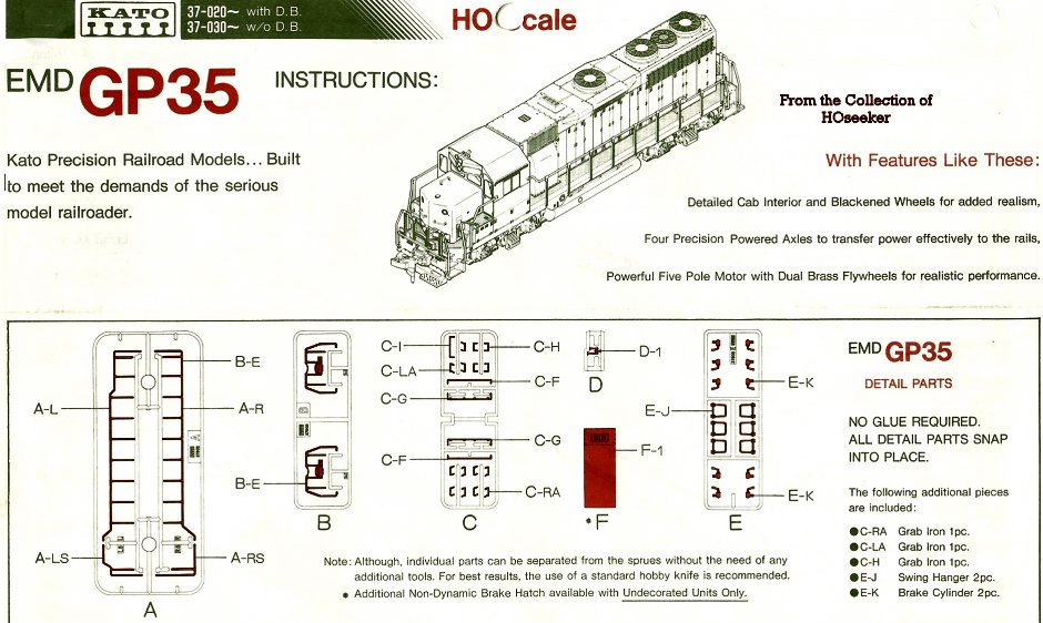 Parts for Old Kato HO engines. Model Railroader Magazine Model