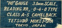 Tenshodo 0-4-0 A-5 Camelback Instructions