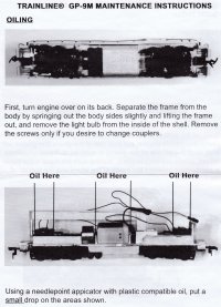 Walthers Branch Line GP-9m Lubrication Instuctions